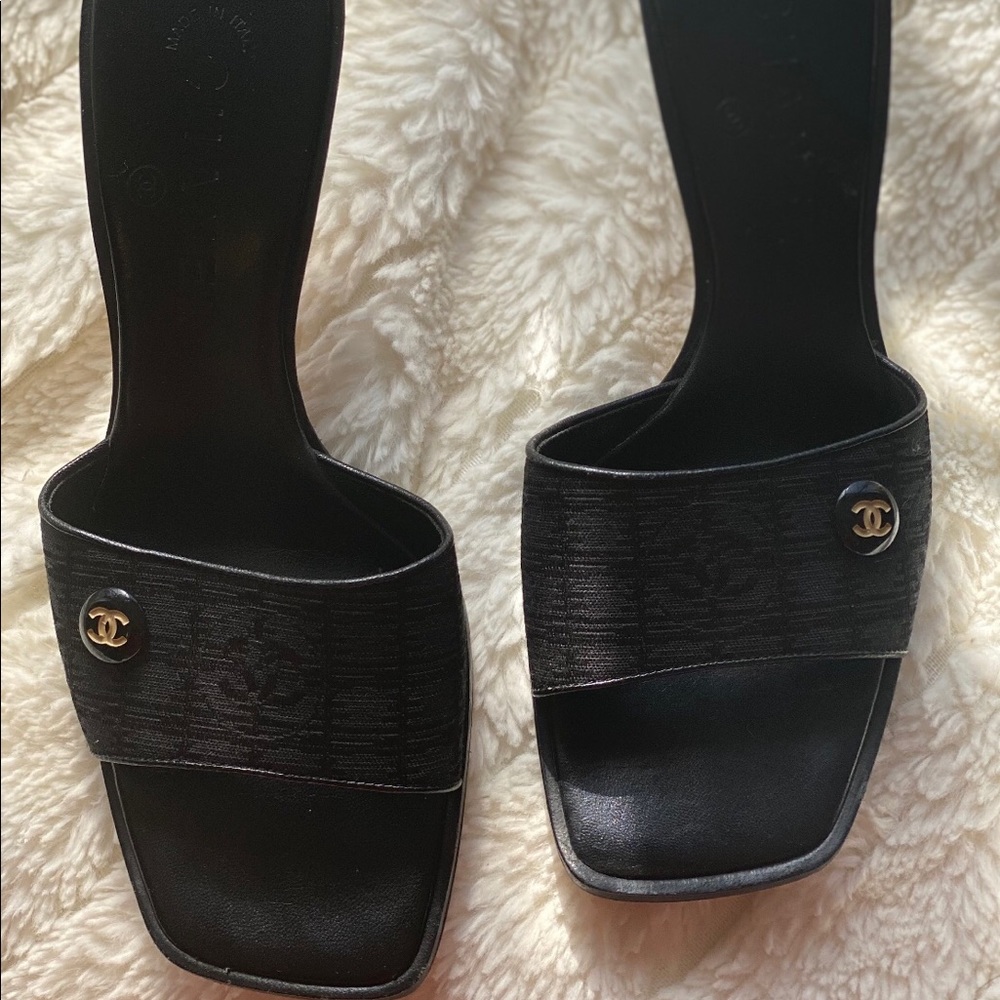 Authentic Chanel Slides-Kitten Heel